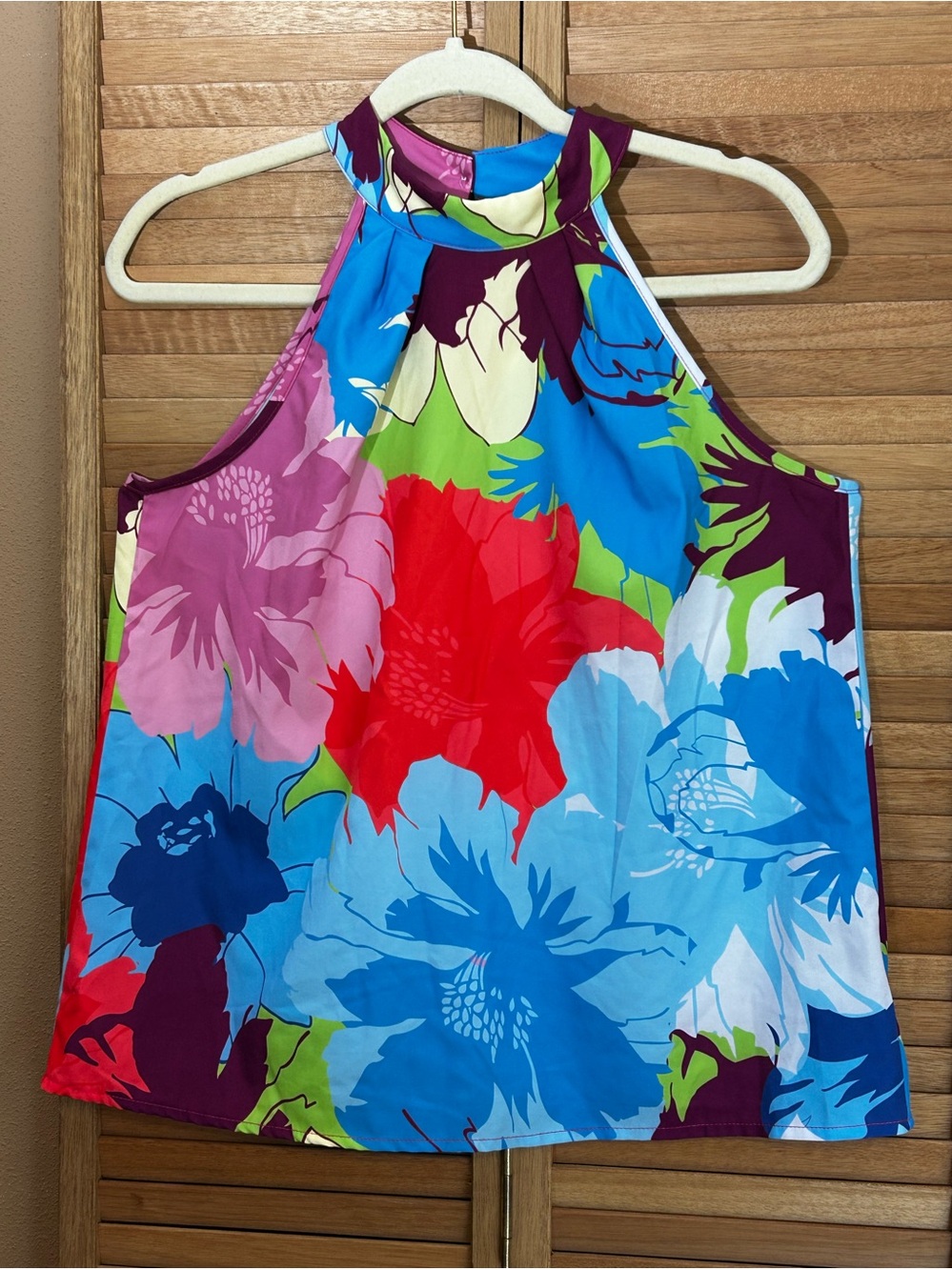 Shein colorful floral print halter tank top womens size medium